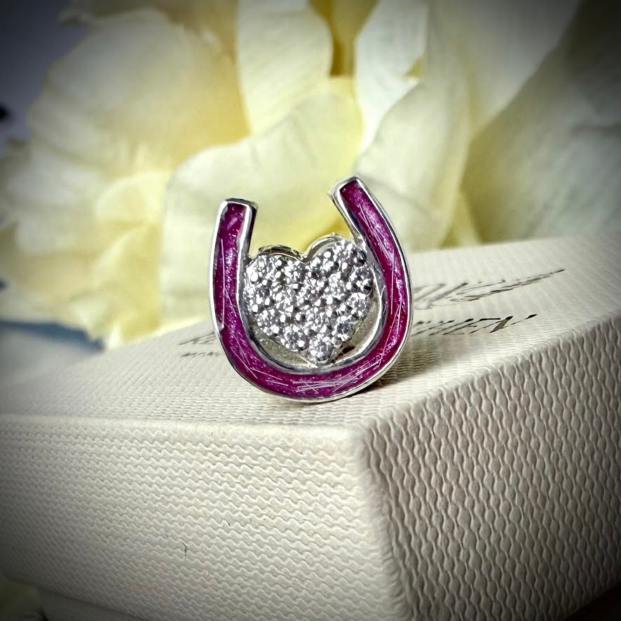 CZ Double Sided Horseshoe Bracelet Charm