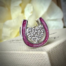 Sterling Silver CZ Horseshoe Bracelet Charm