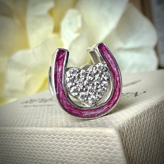 CZ Double Sided Horseshoe Bracelet Charm