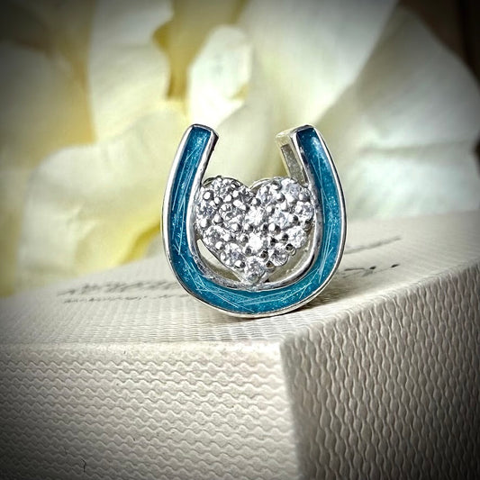 CZ Double Sided Horseshoe Bracelet Charm