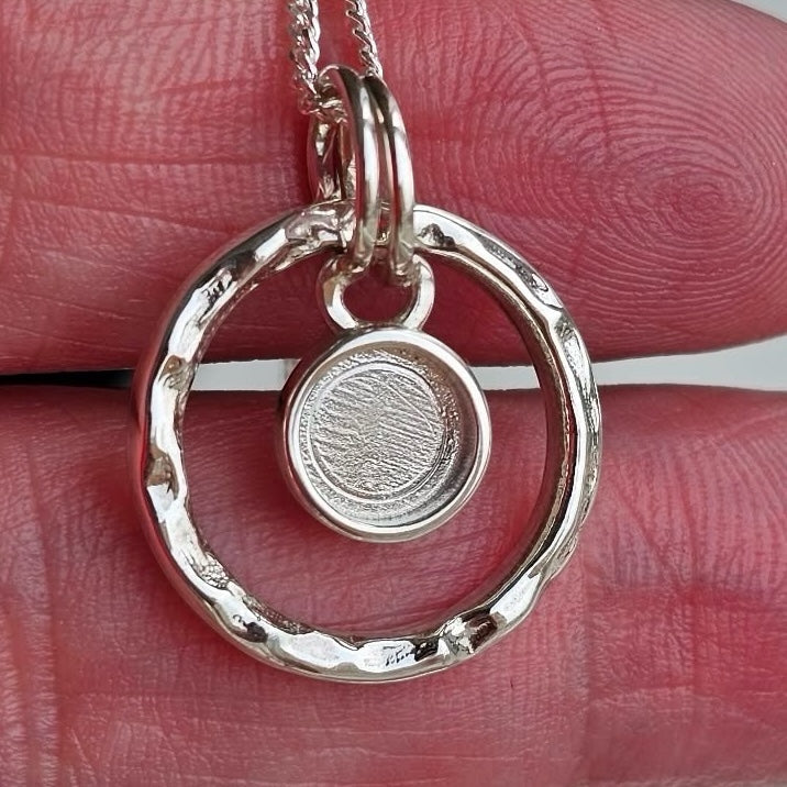 Sterling Silver Hammered Round Memorial Pendant