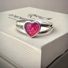 Sterling Silver Double Band Heart Memorial Ring - Size Q Only