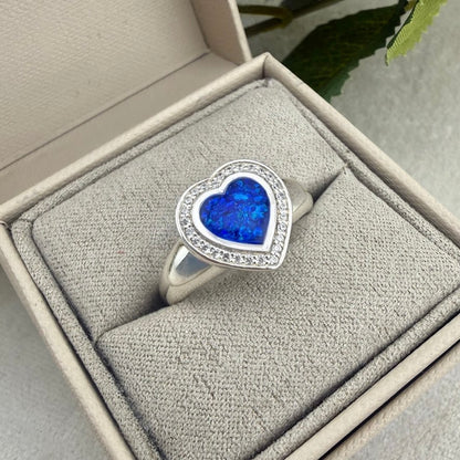 Sterling Silver Crystal Heart Signet Memorial Ring