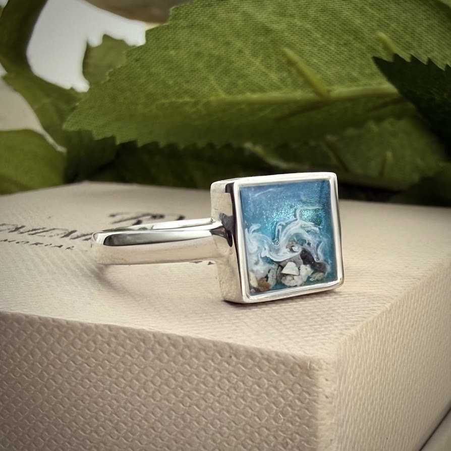 Sterling Silver Square Memorial Ring