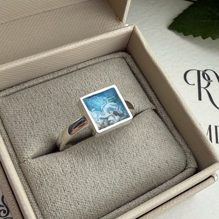 Sterling Silver Square Memorial Ring