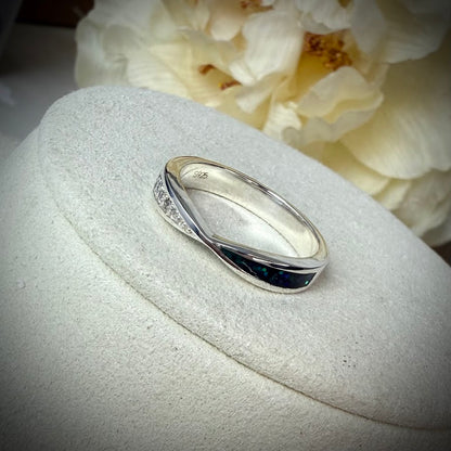 Sterling Silver Crystal Twist Memorial Ring