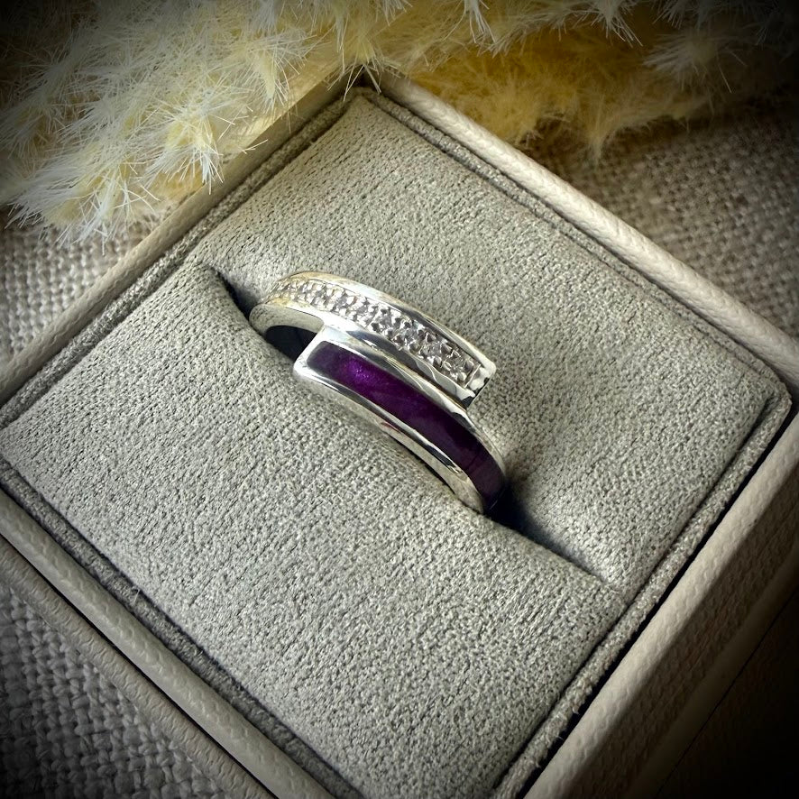 Sterling Silver Crystal Wrap Around Memorial Ring