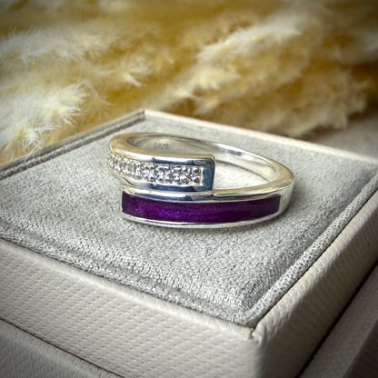 Sterling Silver Crystal Wrap Around Memorial Ring