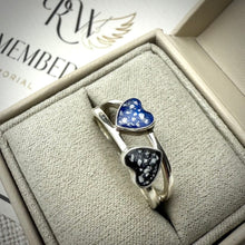 Sterling Silver Double Heart Memorial Ring - Size Q Only