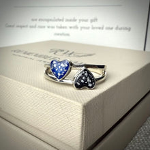 Sterling Silver Double Heart Memorial Ring - Size Q Only
