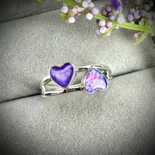 Sterling Silver Double Heart Memorial Ring - Size Q Only