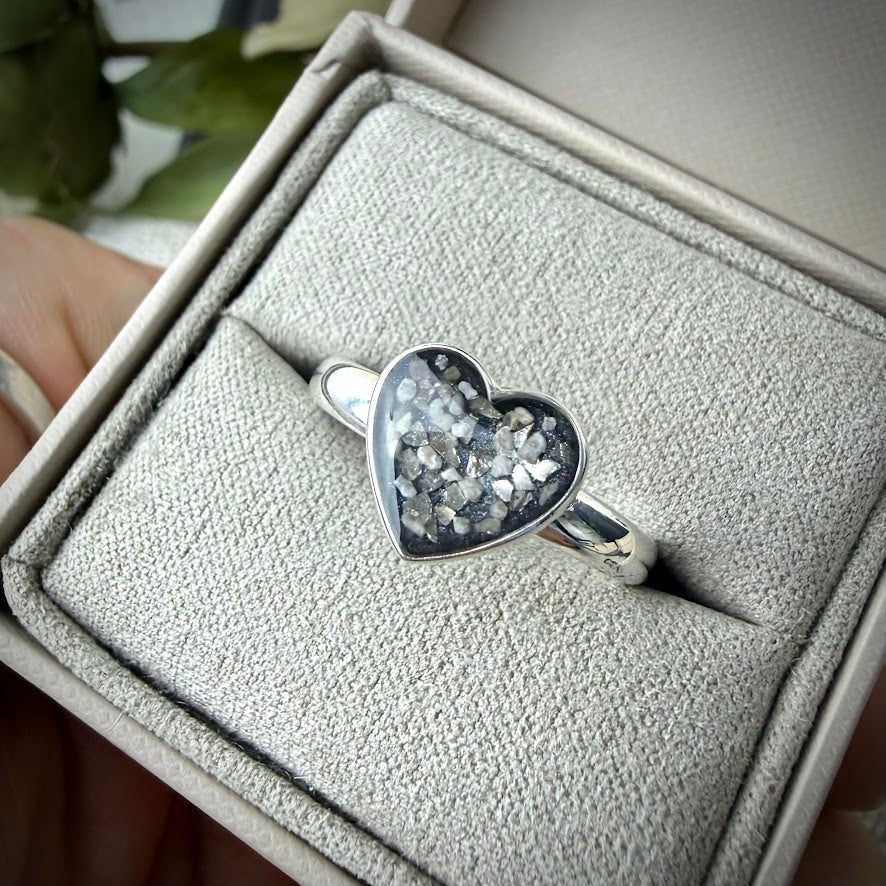 Sterling Silver Large Heart Memorial Ring