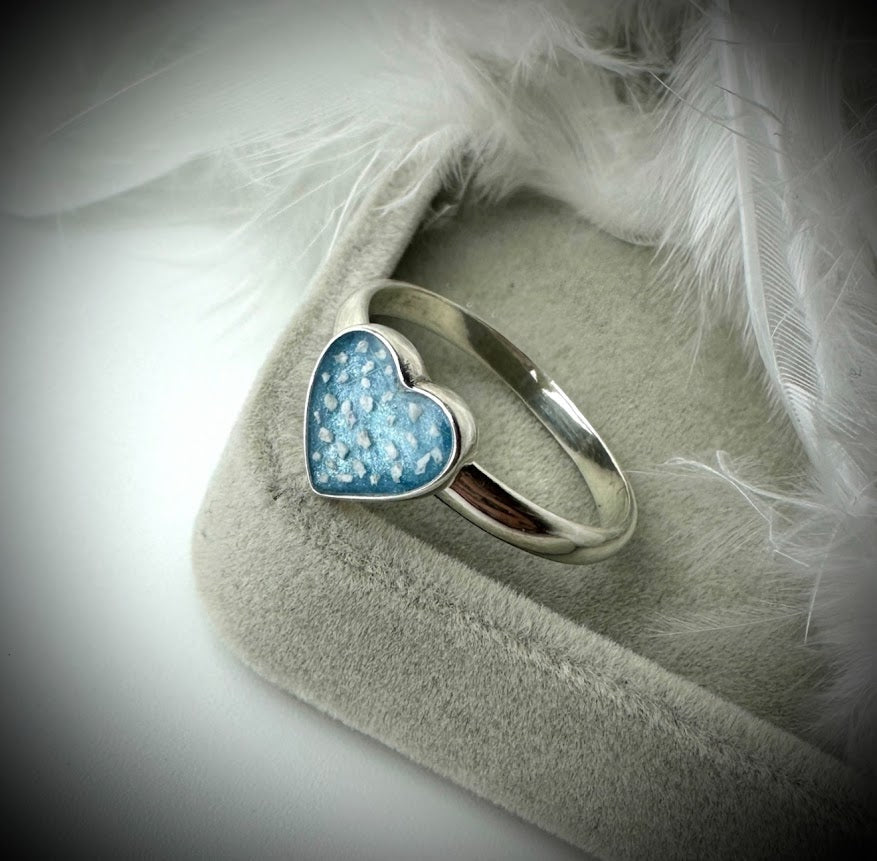 Sterling Silver Large Heart Memorial Ring