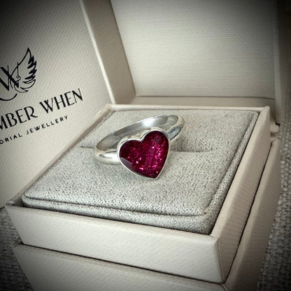 Sterling Silver Large Heart Memorial Ring