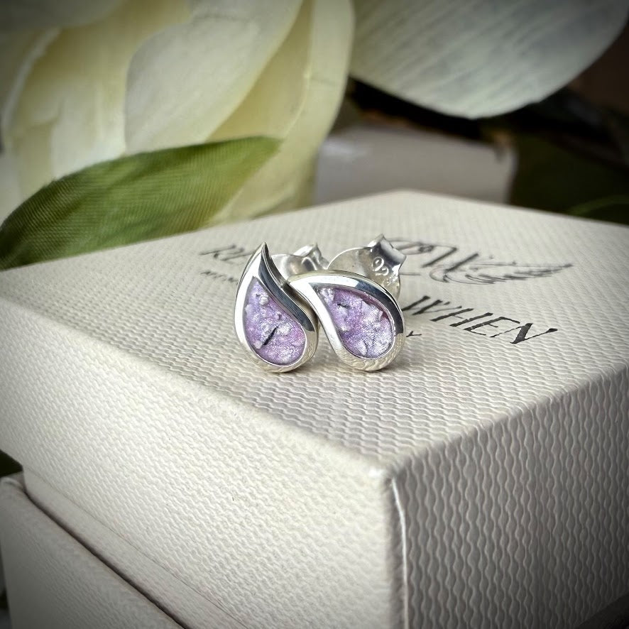 Sterling Silver Petite Teardrop Stud Memorial Earrings