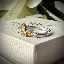 Sterling Silver Trilogy Marquise Memorial Ring - Size Q Only